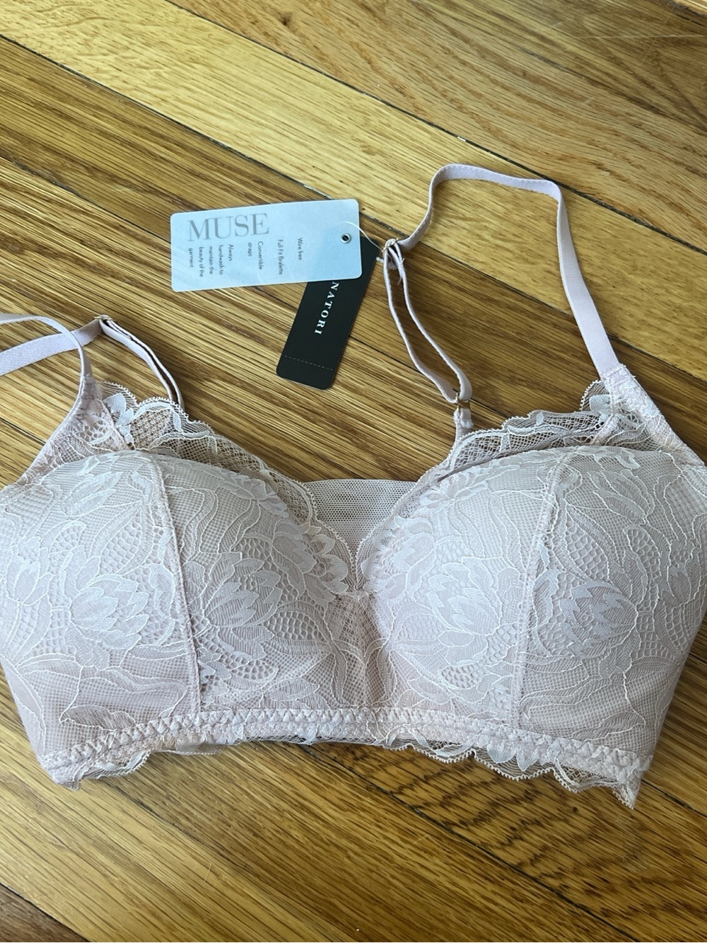 Natori Muse Lace Longline Bralette in Light Blush Pink